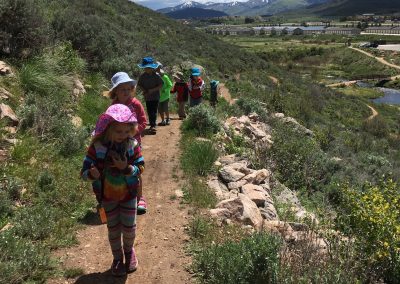 A Group of Children Walking Along a Trail